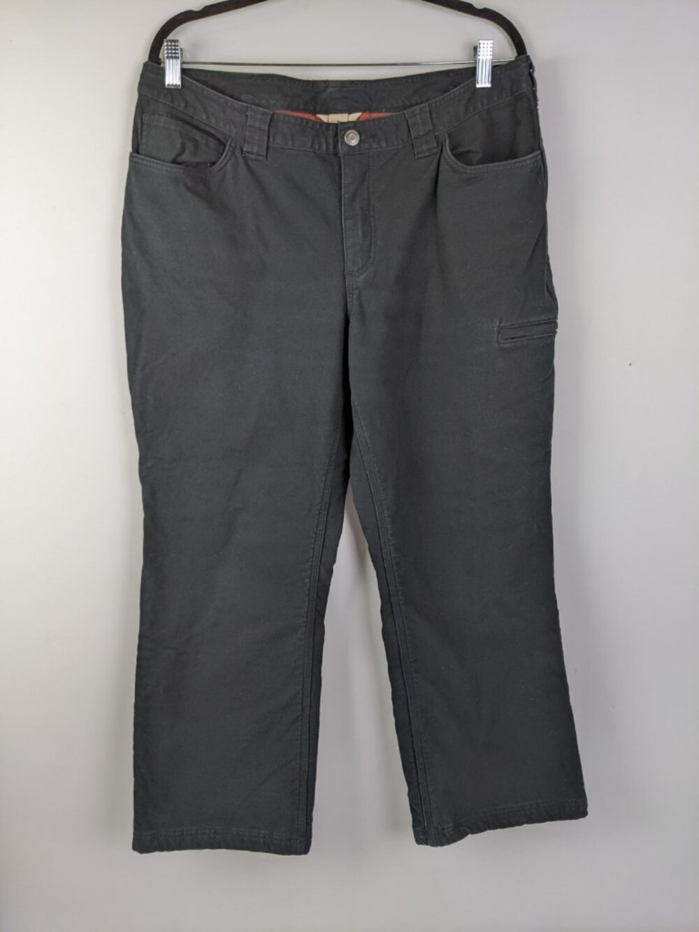 Duluth Pants Womens Size 16 x 29 Black Fleece Lined Winter Work Trousers 60756
